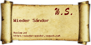 Wieder Sándor névjegykártya